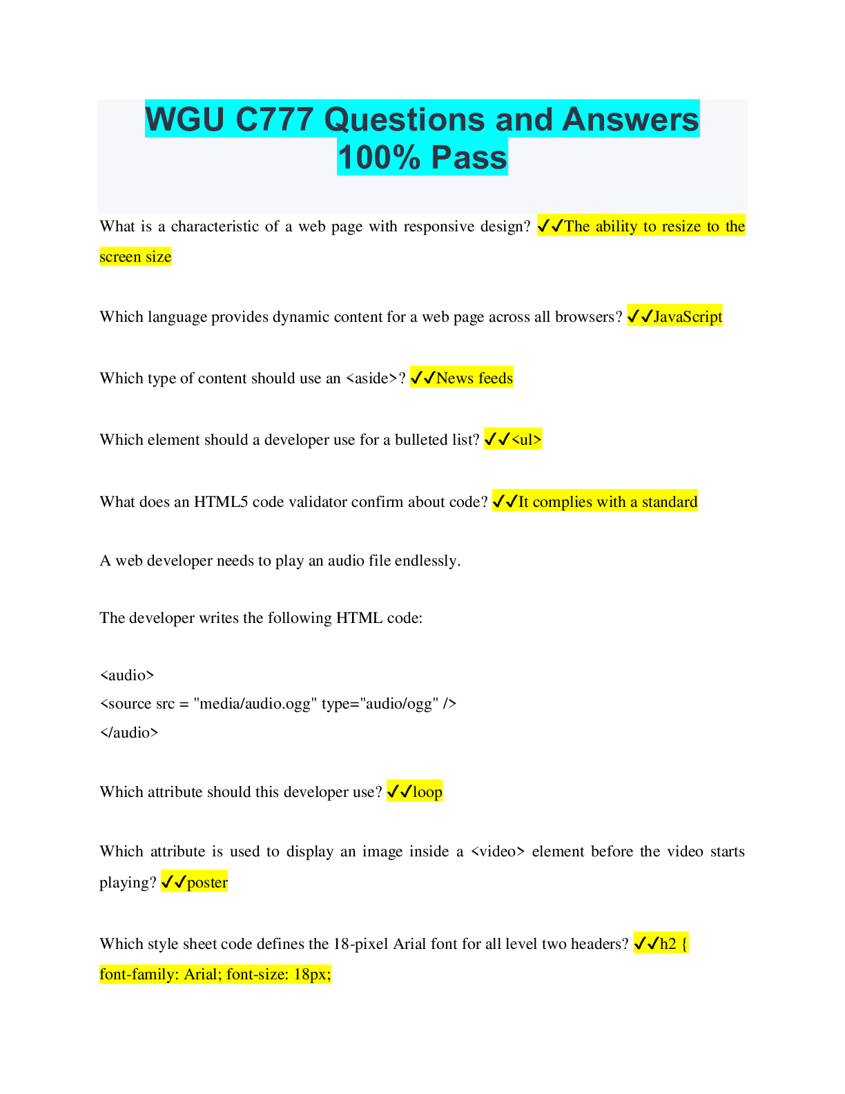 Preview image for WGU C777 Questions and Answers 100% Pass